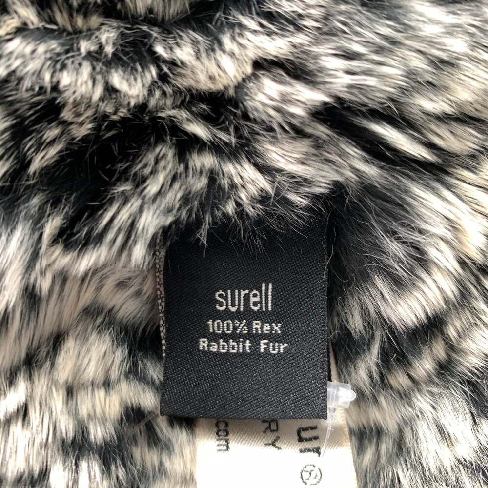 SURELL Black Light Grey Knit Rabbit Shawls - Picture 5 of 6